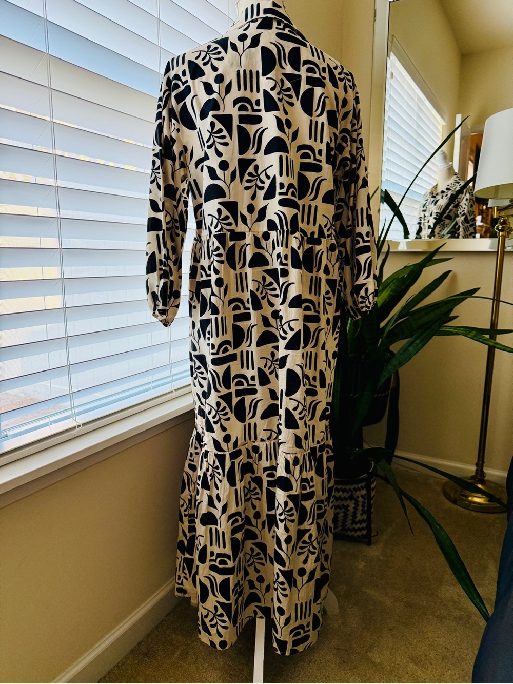 Anthropologie Maeve Black & Cream Print Dress - Picture 5 of 5